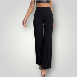 Boden Black Wide Leg Trousers US 4P Petite High Rise EcoVero Sustainable British